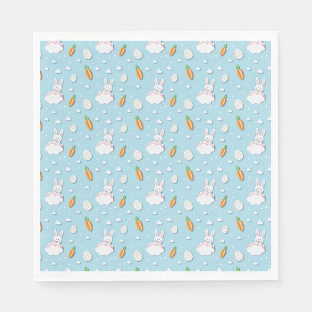 Easter Bunny, Egg & Carrot Pattern Cut-out Paper Napkin (Front)