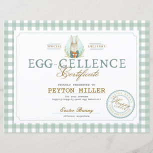 Easter Bunny Egg-cellence Certificate