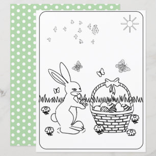 Easter Bunny & Egg Colouring Page Paper For Kids 