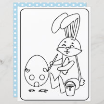Easter Bunny & Egg Colouring Page Paper For Kids 