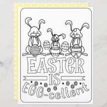 Easter Bunny & Egg Colouring Page Paper For Kids 