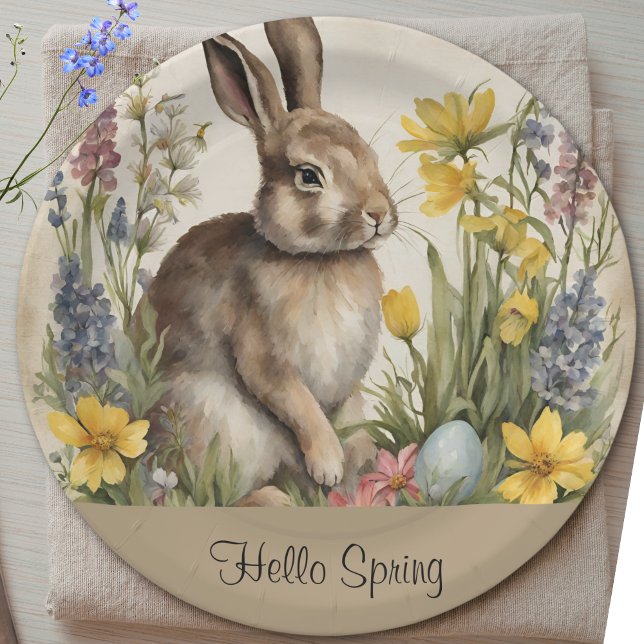 Easter Bunny Egg Floral Paper Plate (Creator Uploaded)