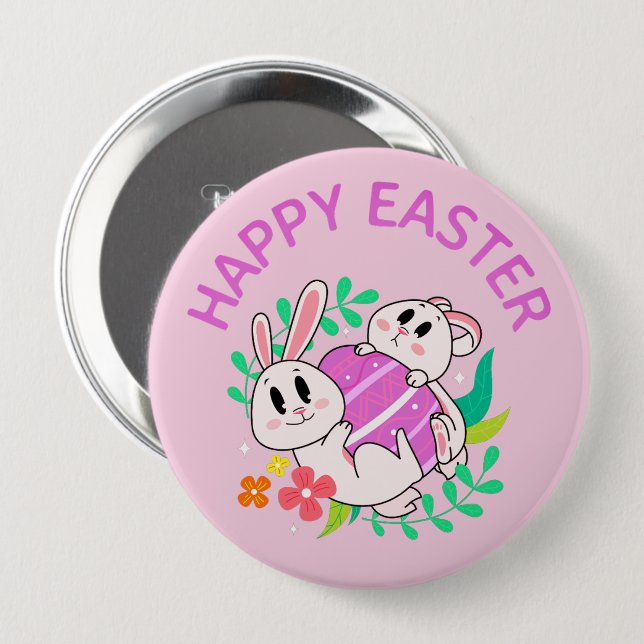 Easter Bunny Egg Hug Button (Front & Back)