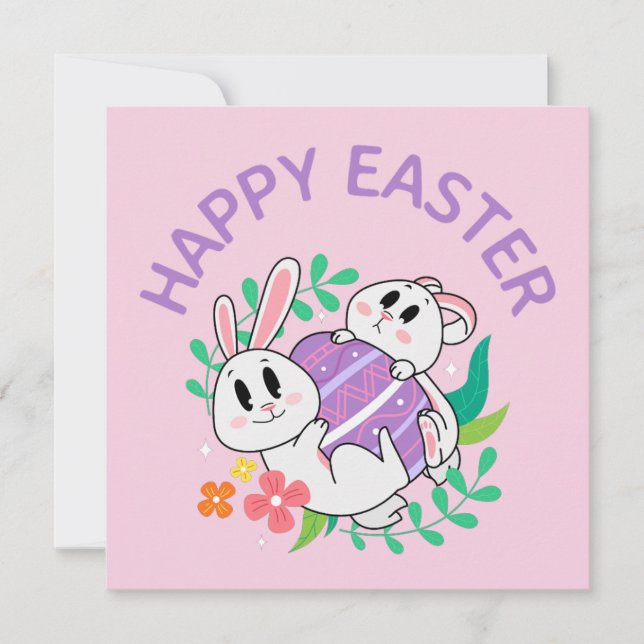 Easter Bunny Egg Hug Card (Front)