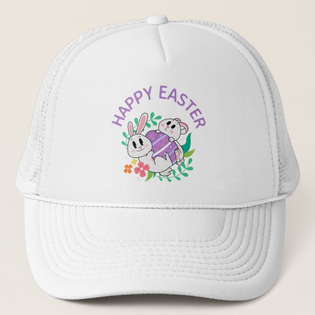 Easter Bunny Egg Hug Trucker Hat (Front)