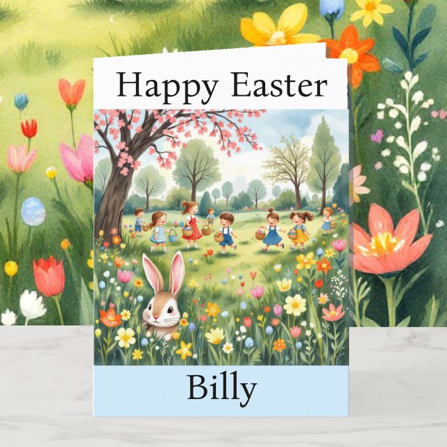 Easter Bunny Egg Hunt Add Name From Grandma Holiday Card (Creator Uploaded)