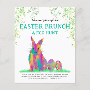 Easter Bunny Egg Hunt Brunch Colourful Bunny Budge Flyer