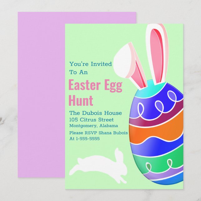 Easter Bunny Egg Hunt Invitation (Front/Back)