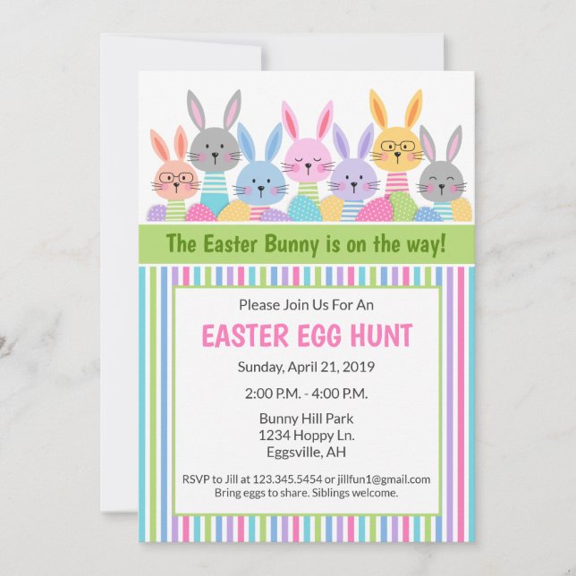 Easter Bunny Egg Hunt Invitation (Front)