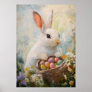 Easter Bunny Egg Hunt Painting Poster
