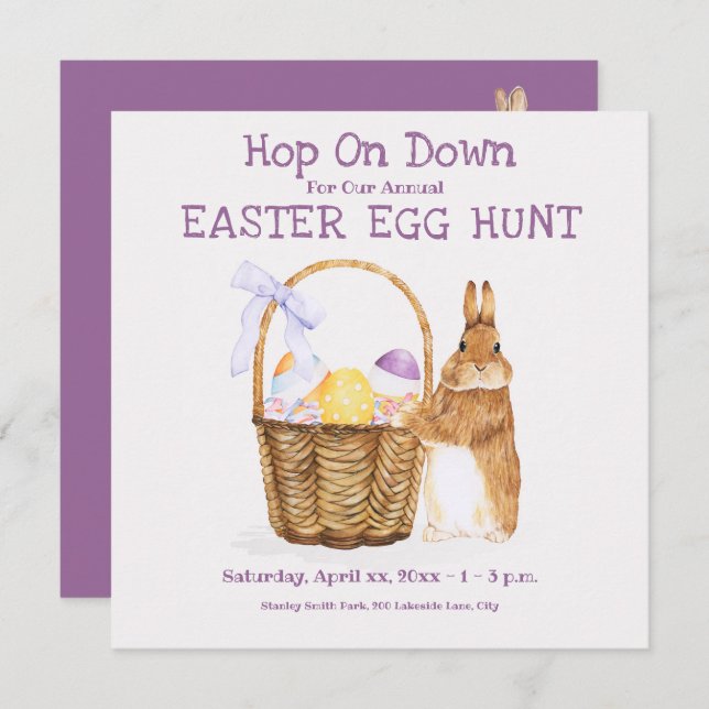 Easter Bunny, Egg Hunt Party Invitation (Front/Back)