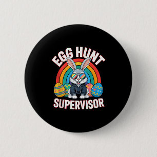 Easter bunny egg hunt supervisor for kids tank 6 cm round badge