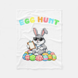 Easter Bunny Egg Hunt Supervisor Funny Dad Mum Men Fleece Blanket