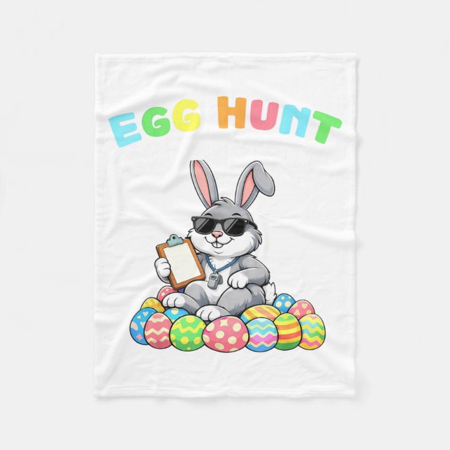 Easter Bunny Egg Hunt Supervisor Funny Dad Mum Men Fleece Blanket (Front)