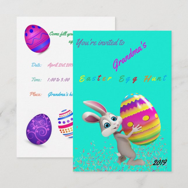 Easter Bunny Egg Hunt w/ Sprinkles Invitation (Front/Back)