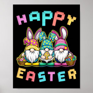 Easter Bunny Egg Hunting Gnome Happy Easter Poster