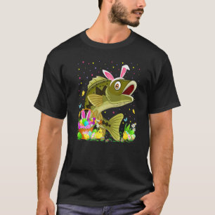 Easter Bunny Egg Hunting Striped Bass Fish Easter T-Shirt