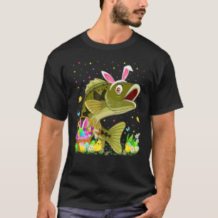 Easter Bunny Egg Hunting Striped Bass Fish Easter T-Shirt