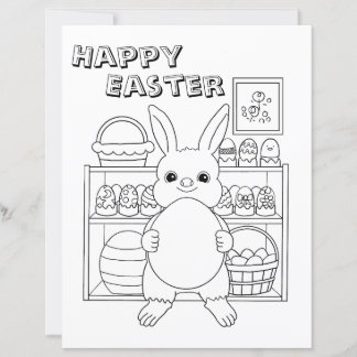 Easter Bunny Egg Kids Coloring Page Paper Sheet