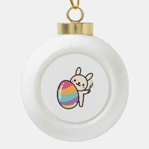 Easter Bunny Egg Painting Easter Egg Cute Adorable Ceramic Ball Christmas Ornament