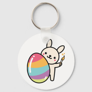 Easter Bunny Egg Painting Easter Egg Cute Adorable Key Ring