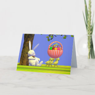 Easter Bunny Egg Robbers Holiday Card