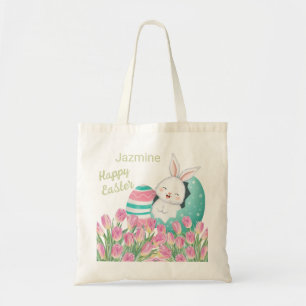 Easter Bunny Egg Tulips Tote Bag