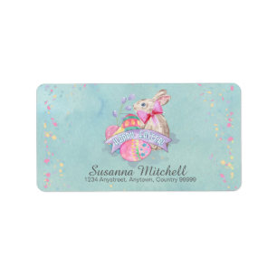 Easter Bunny, Eggs and Confetti ID377 Label
