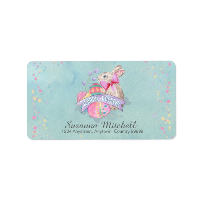 Easter Bunny, Eggs and Confetti ID377 Label (Front)