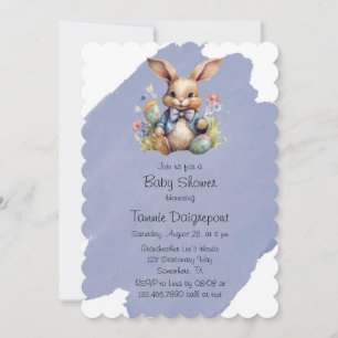 Easter Bunny Eggs and Flowers Baby Shower Invitation