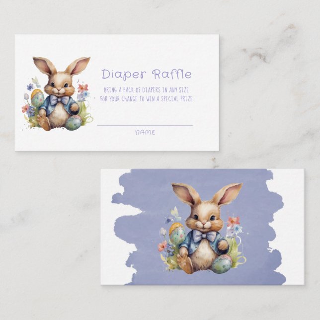 Easter Bunny Eggs and Flowers Diaper Raffle Business Card (Front/Back)