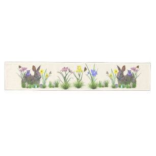 Easter Bunny, Eggs, and Spring Flowers Medium Table Runner