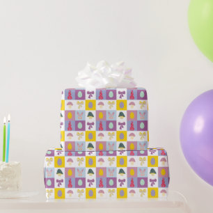 Easter bunny eggs bow pattern wrapping paper