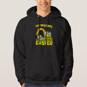 Easter Bunny Eggs Digging Tractor Excavator Kids B Hoodie