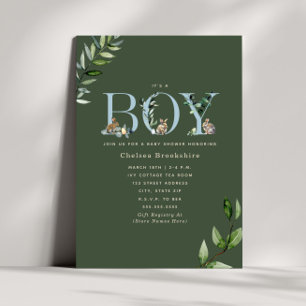 Easter Bunny Eggs Green Boy Baby Shower Invitation