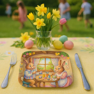 Easter Bunny & Eggs Holiday Paper Plate
