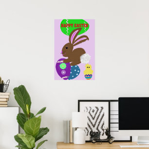 Easter Bunny Eggs Holiday Poster