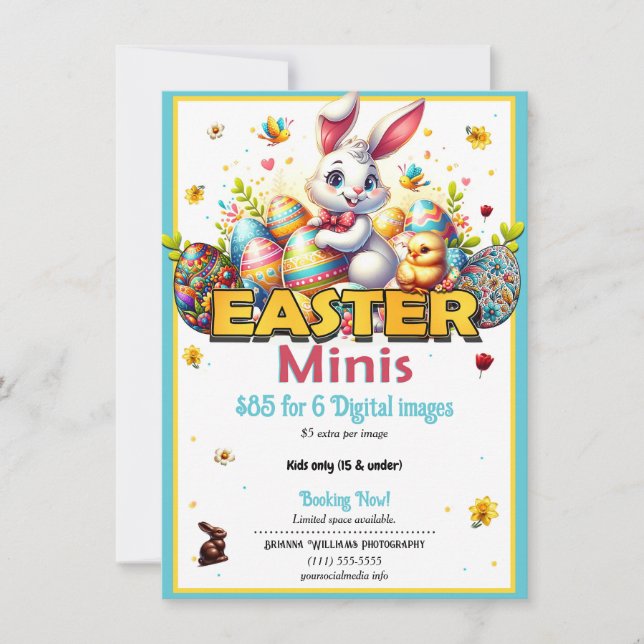 Easter Bunny & Eggs Photography Minis Mini Flyer  Invitation (Front)