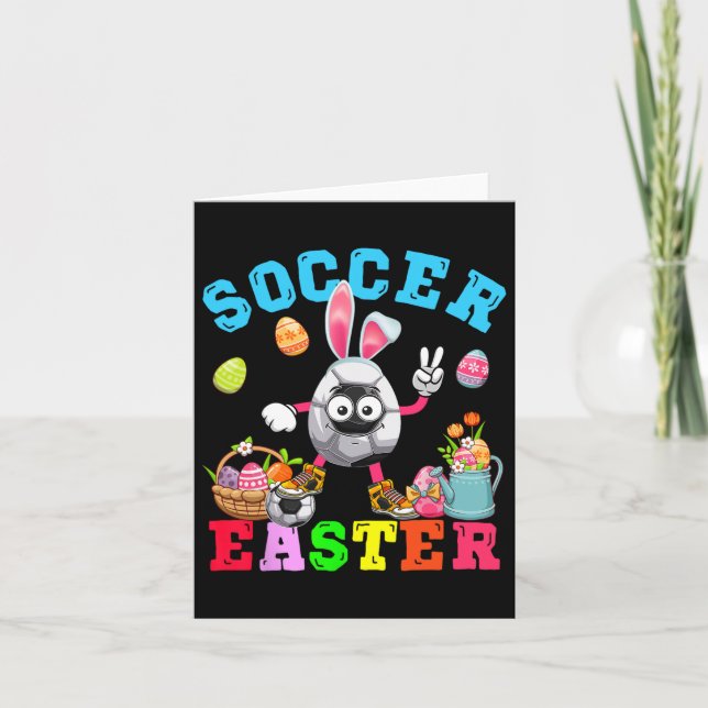 Easter Bunny Eggs Playing Soccer Costume Player  Card (Front)