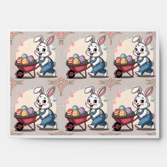 Easter Bunny Eggs & Wheelbarrow Envelope (Front)