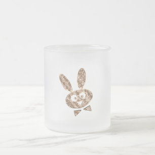 Easter Bunny Elegant Gold Look Frosted Glass Coffee Mug