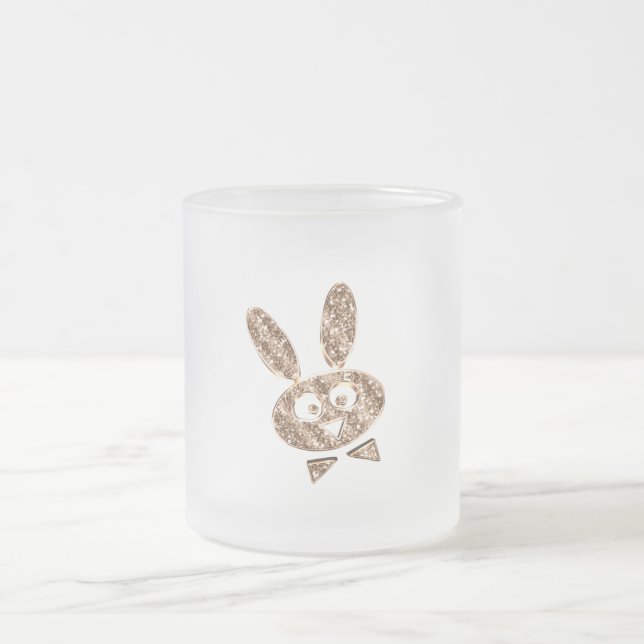 Easter Bunny Elegant Gold Look Frosted Glass Coffee Mug (Center)
