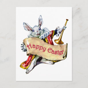 EASTER BUNNY EXTENDS HAPPY EASTER GREETINGS HOLIDAY POSTCARD