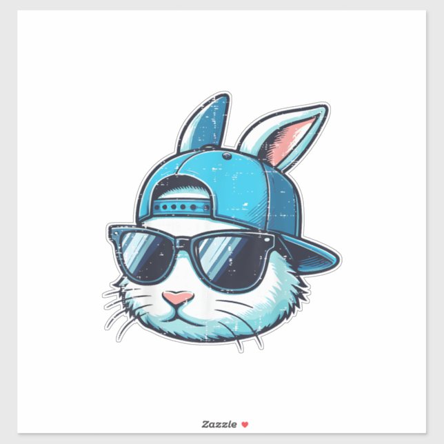 Easter Bunny Face Baseball Cap Sunglasses Rabbit B (Sheet)