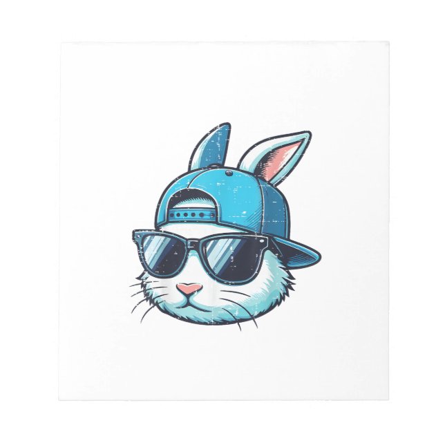 Easter Bunny Face Baseball Cap Sunglasses Rabbit B Notepad (Front)