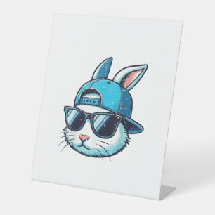 Easter Bunny Face Baseball Cap Sunglasses Rabbit B Pedestal Sign