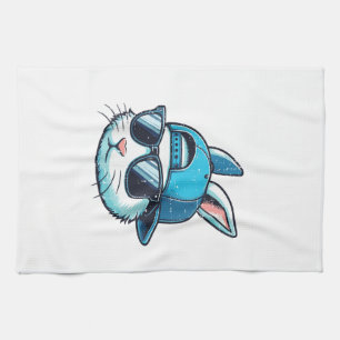 Easter Bunny Face Baseball Cap Sunglasses Rabbit B Tea Towel