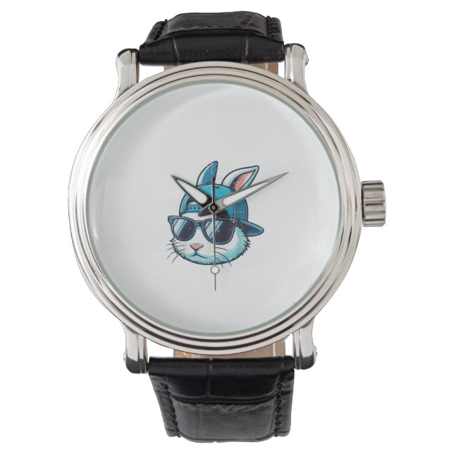 Easter Bunny Face Baseball Cap Sunglasses Rabbit B Watch (Front)
