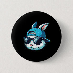 Easter Bunny Face Baseball Cap Sungles Rabbit Boys 6 Cm Round Badge