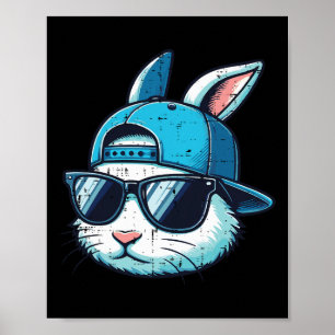 Easter Bunny Face Bysebyll Cap Sungles Rabbit Boys Poster